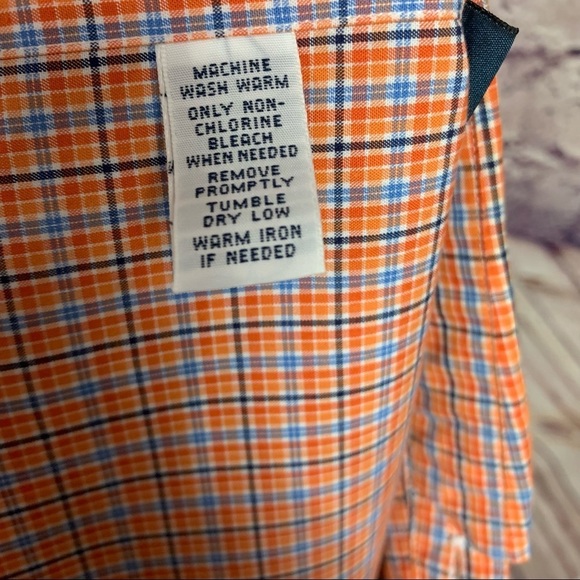 Ralph Lauren Orange Check Cotton Button Front Short Sleeve Shirt - Picture 8 of 9